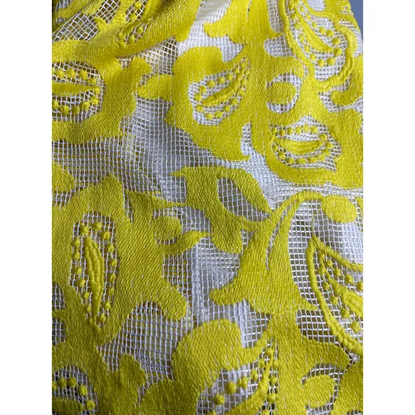 Anthropologie Maeve Yellow Paisley Lace Embroidered Cami Mini Sheath Dress Sz 0 - Image 9