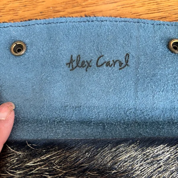 Alex Carol Navy Gold Leather Keychain Snap Western Boho Coastal Cowgirl Pouch - Image 6