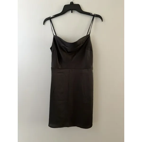 Hollister Slip Dress Womens Size Small Black Silky LBD Going Out Party Ruched - Image 12