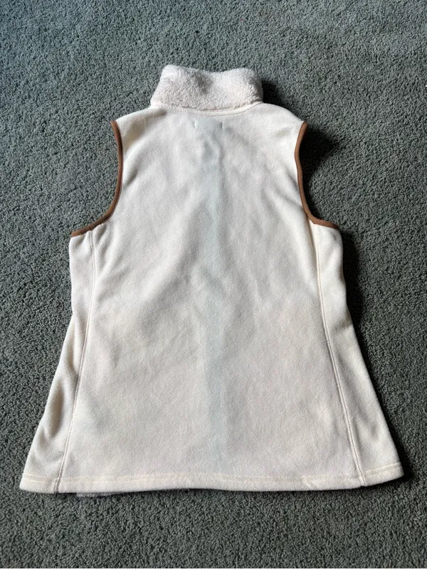 Chaps Faux Shearling Fleece Sherpa Vest Full Zip Womens Size XL Cream Brown NWT - Image 10