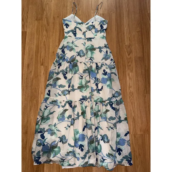 Hello Molly Blue Floral Cut Out Tiered Maxi Dress Small US 4 Summer Wedding Boho - Image 5