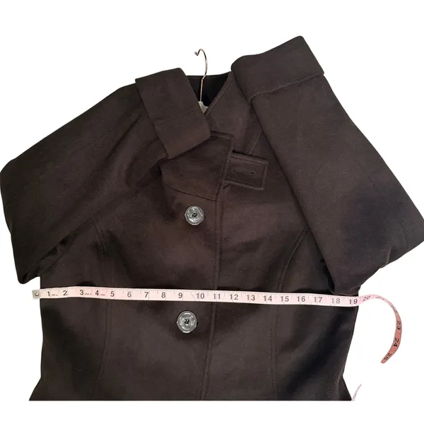 Kristen Blake Single Breasted Fine Australian Wool Button Pea Coat Brown S 6 - Image 15