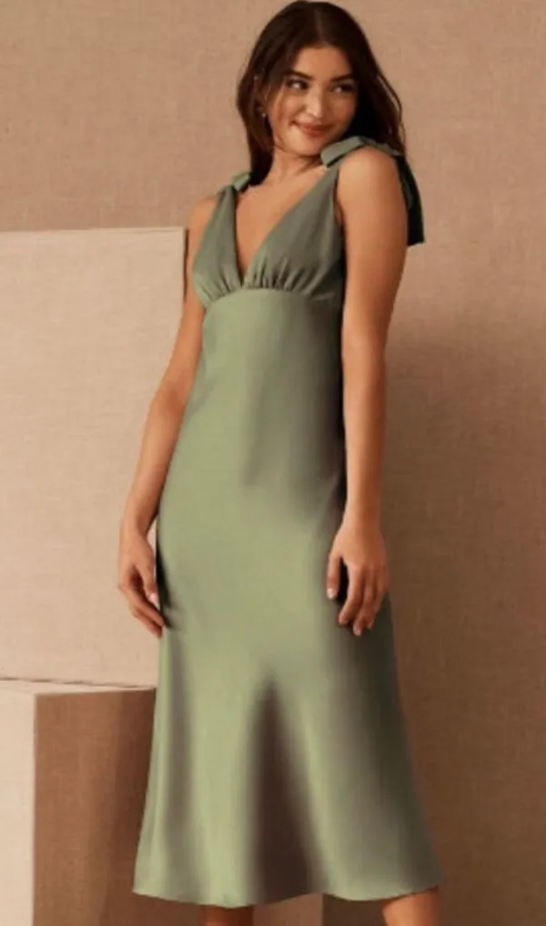 BHLDN x Sachin & Babi Harper Satin Charmeuse Sage Green Midi Dress - Image 8