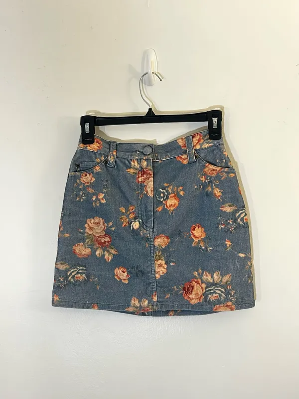 LoveShackFancy Floral Denim Skirt - Image 2