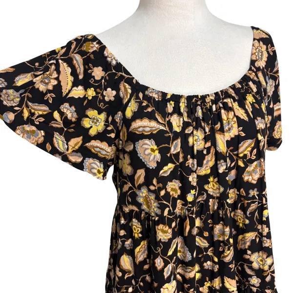 Old Navy Tiered Swing Mini Dress Women M Floral Boho-Chic Cottage Peasant‎ - Image 2
