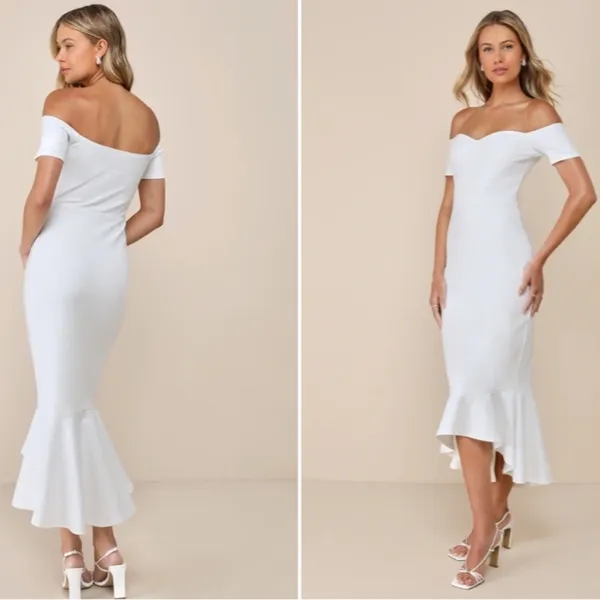 LULU's Bridal Shower Chic Modern Sexy Minimalist Mermaid Trumpet Midi Dress - Image 6