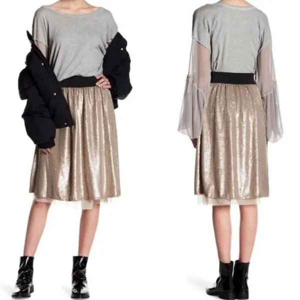 Free People flashing lights metallic sequined skirt - Image 2