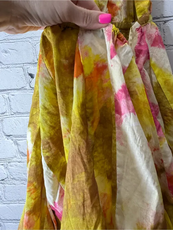 Zara Yellow & Pink Tie-Dye Flowy Halter Dress size small - Image 9