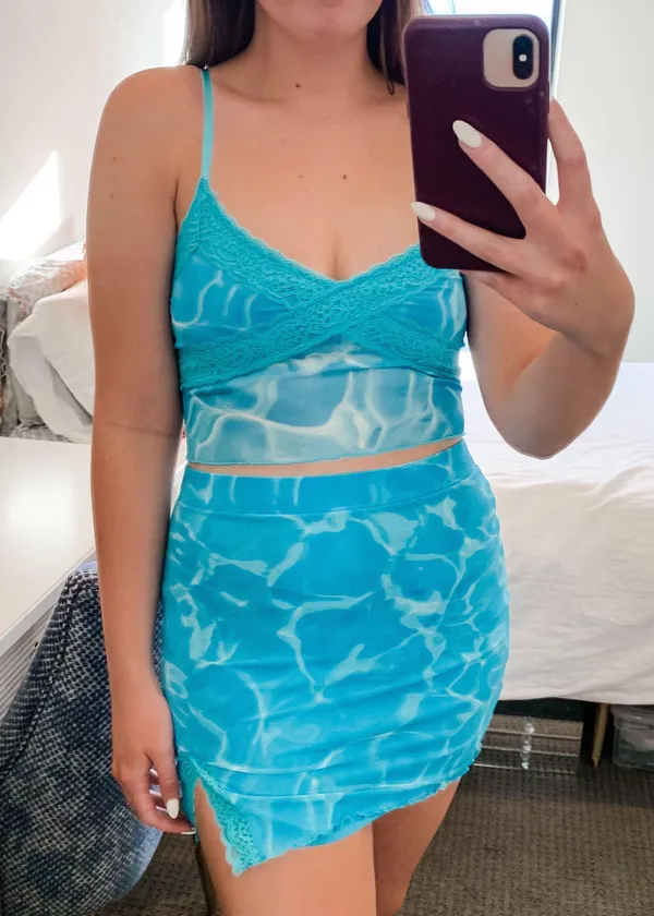 Forever 21 Aqua Matching Skirt Set - Image 8