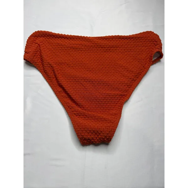 Zaful Burnt Orange Popcorn Textured High Waisted Bikini Set ScallopTrim Womens M - Image 5