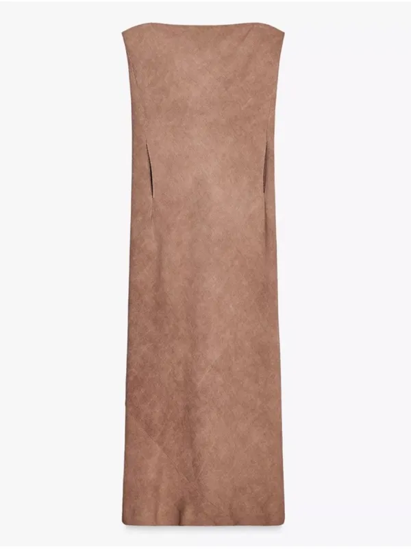 Zara NWT textured dusty pink tube Viscose & linen blend midi maxi dress - Image 4