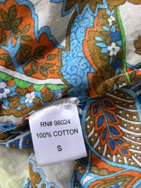 House of Harlow 1960 Green Blue Orange Paisley Lined Dress 100% cotton - Image 9