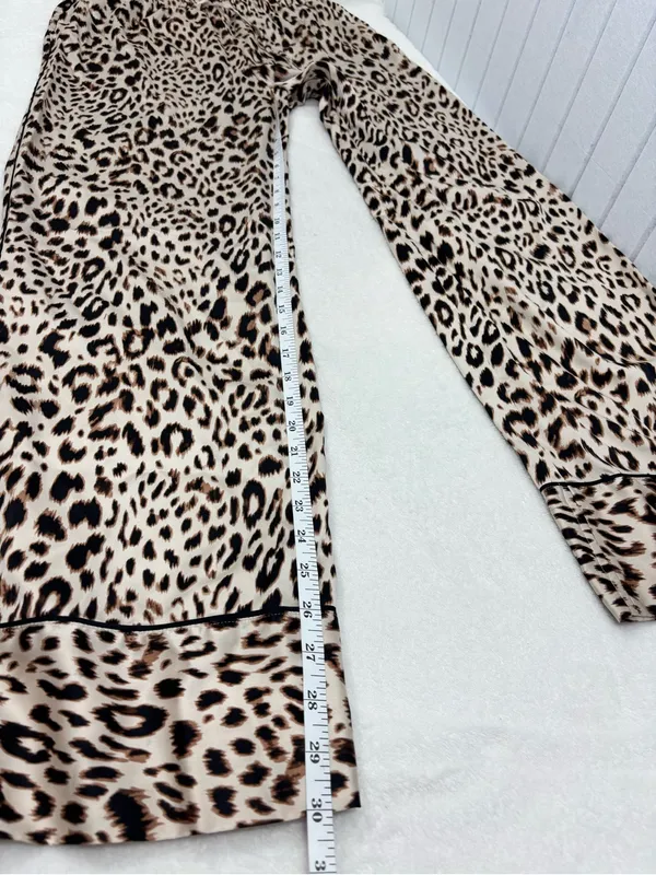 Victoria's Secret Leopard-Print Satin Pants in Cream, Brown, Black Size S - Image 4