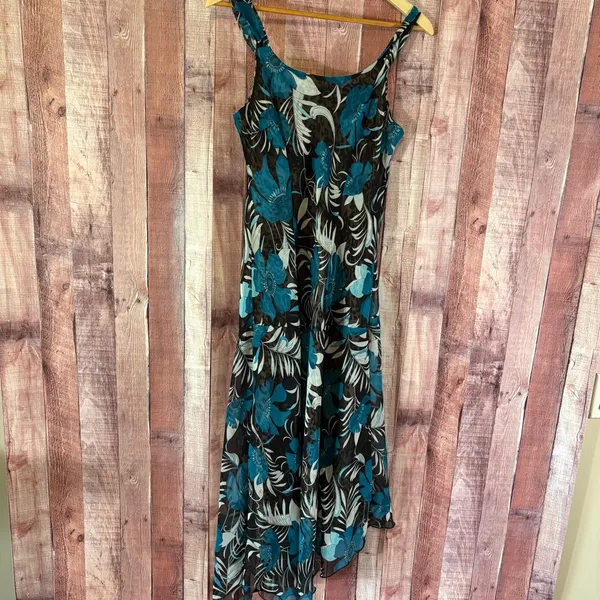 Believe Teal Floral And Animal Print Midi Dress Size‎ 8 - Image 2