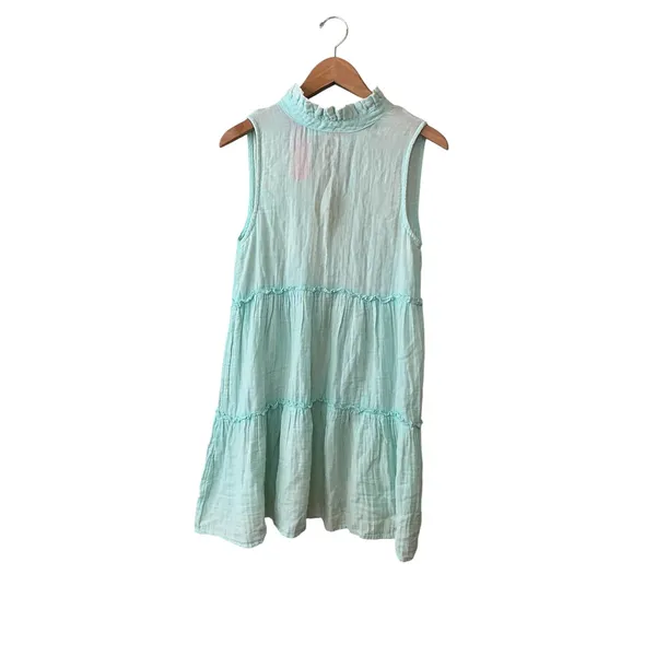 Simply Southern‎ Seafoam Green Cotton Gauze Tiered Ruffle Mini Dress Small NWT - Image 4