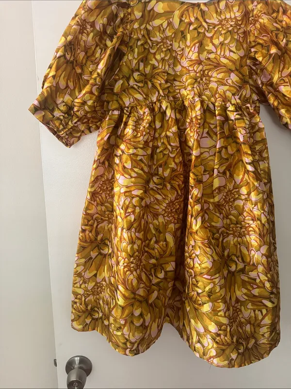 Kika Vargas for Target Women’s Puff-Sleeve Floral Print Dress in Mustard Yellow - Image 2
