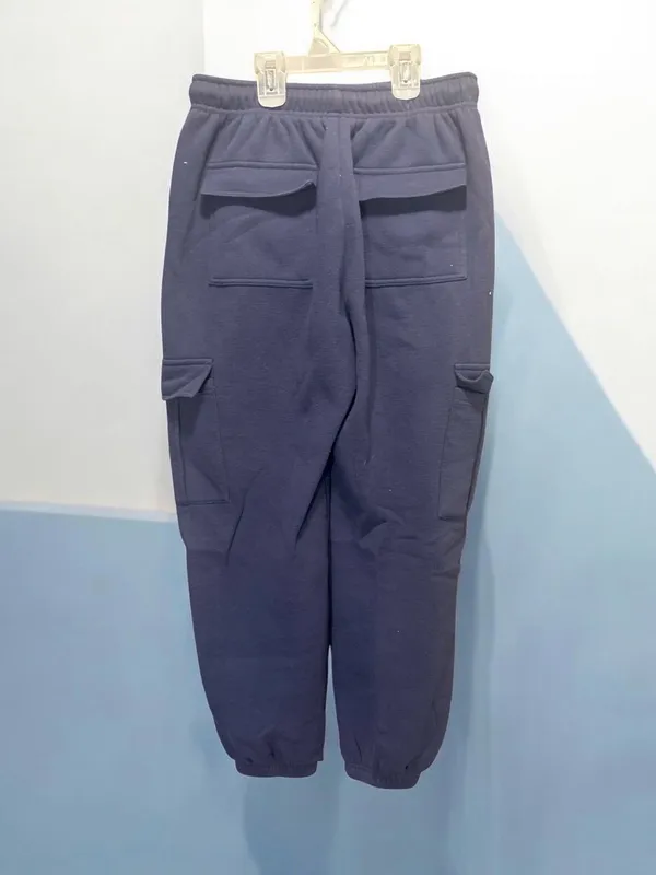 IVIR Womens Medium Navy Blue Fleece Cargo Sweatpants Joggers Cinch Bottom GUC - Image 2