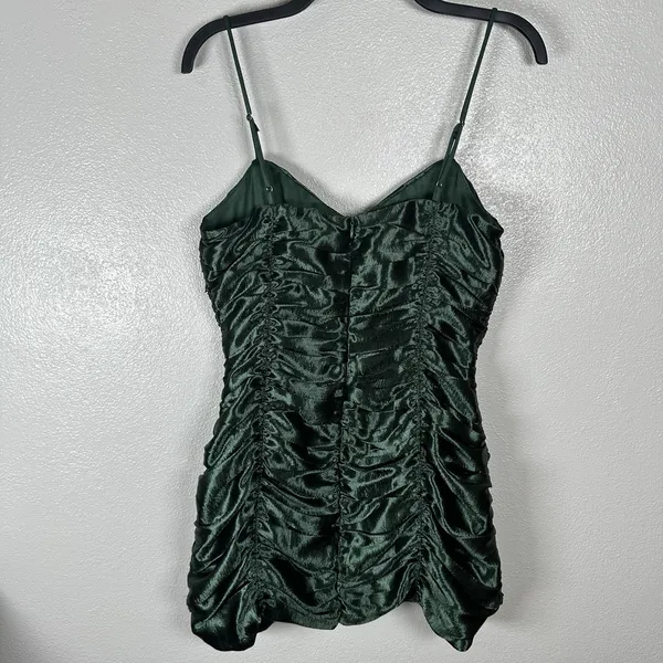 Lucy in the Sky Emerald Green Ruched Satin Mini Dress Sz Large‎ Party Homecoming - Image 3