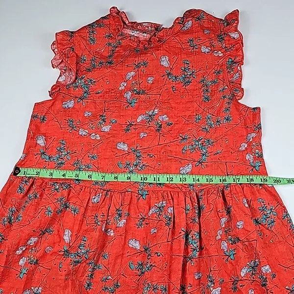 Ces Femme Women's Red Floral Cotton Ruffle Sleeveless Mini‎ Dress Size Medium - Image 7