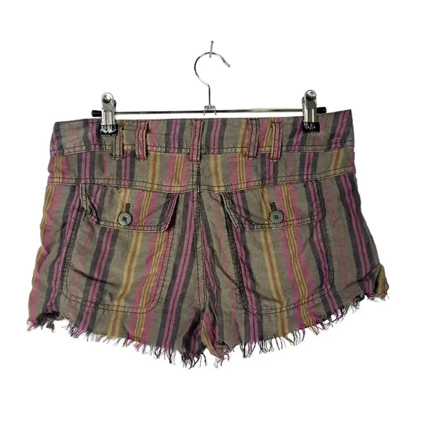 Free People Morning Rain Linen Striped‎ Cut Off Shorts 0 - Image 5