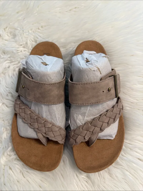 Earth Origins Oneida Taupe Braided Slide Sandals size 7 brand new - Image 7