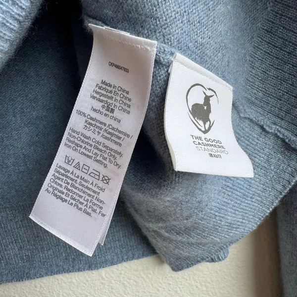 Madewell 100% Cashmere Relaxed Quite Luxury Henley Pullover River Blue Size XL - Image 6