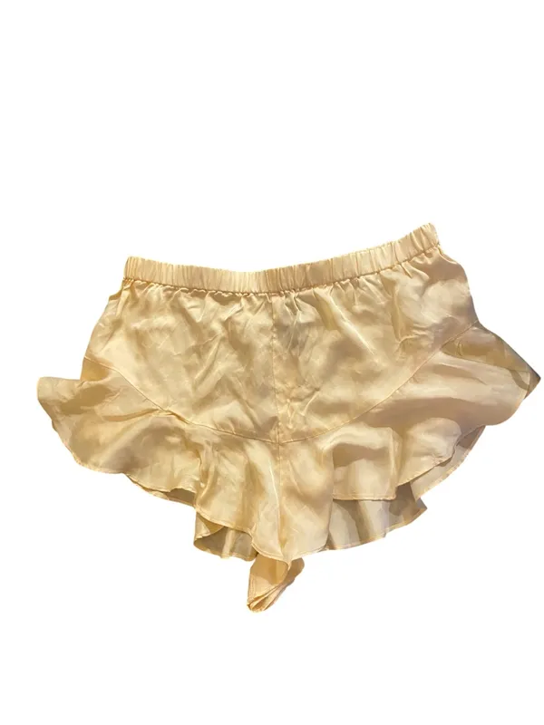 Anthropologie Ruffle Sleep Satin Shorts butter Yellow Cream Romantic Bloomers - Image 5