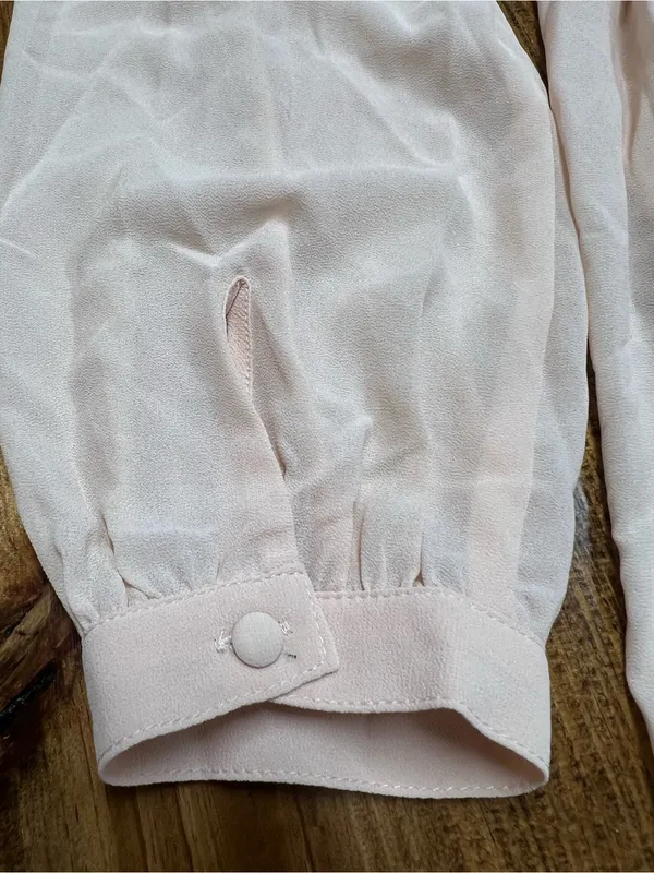 Lulus Wondrous Water Lilies Blush Pink Chiffon Long Sleeve Maxi Dress Size Large - Image 11