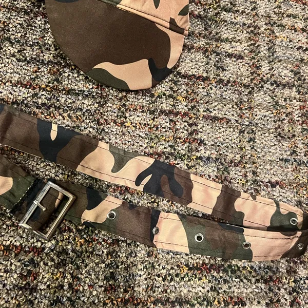 Camouflage Cap and Belt Set - Green, Brown, Tan - Image 2