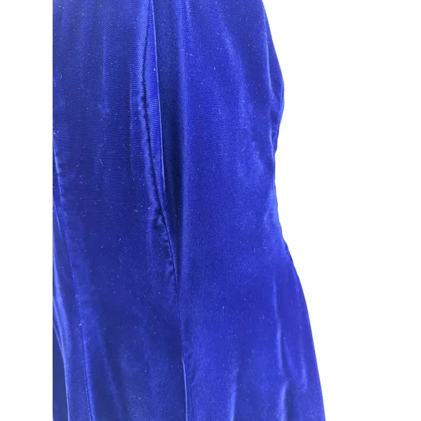 Vintage Miss Ashlee California Blue Velvet Midi Dress Sweetheart USA Sz 10 Glam - Image 3