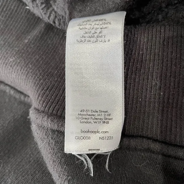 Pretty Little Thing Solid Black Relaxed Fit Hoodie Sweatshirt Size Small - Image 16