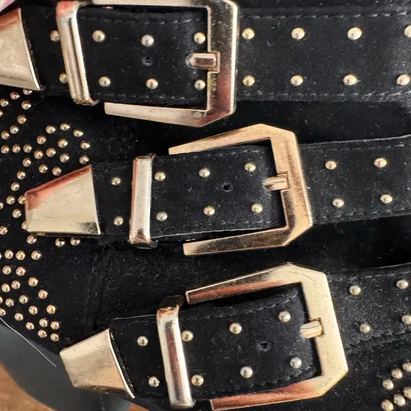 TOPSHOP‎ Kowboy Gold Studded Buckle Ankle Booties - Image 3