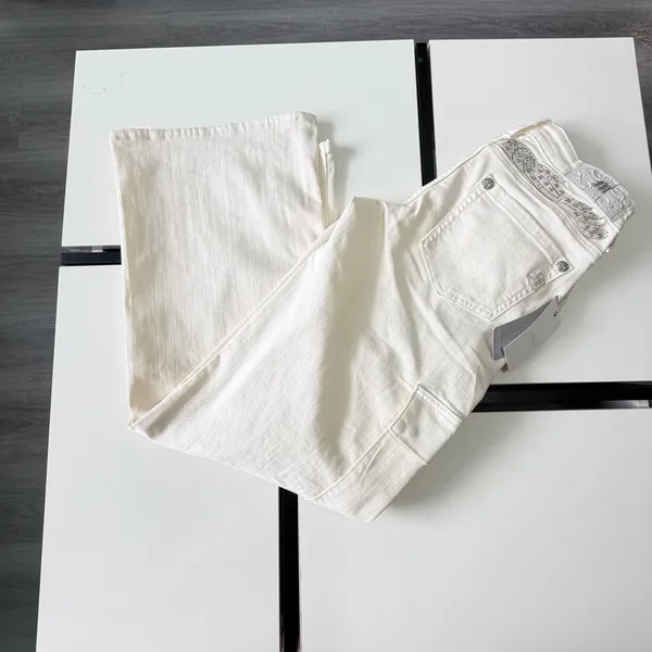 NWT Miss Me Low-Rise Cargo Wide Leg Jeans - Off White Angel Wings ✨ Size 27x30 - Image 7