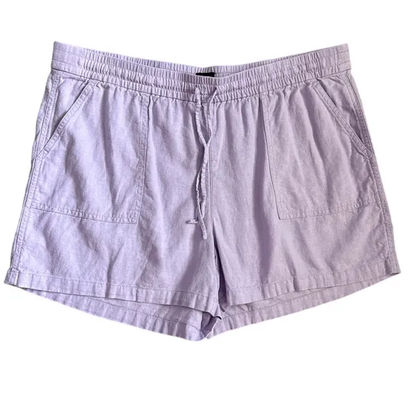 J. Crew Linen Blend Drawstring Shorts in Lavender Pockets Size Large‎ - Image 5