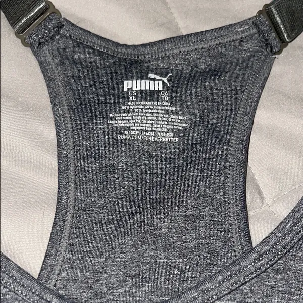 Puma Dark Heather Gray Racerback Sports Bra XL - Image 2