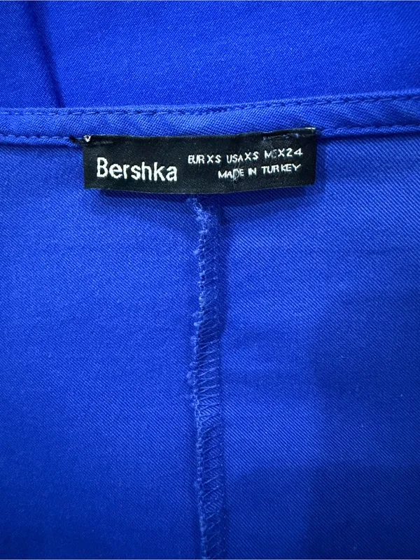 Bershka Royal Blue Square-Neck Ruched Mini Dress - Image 3