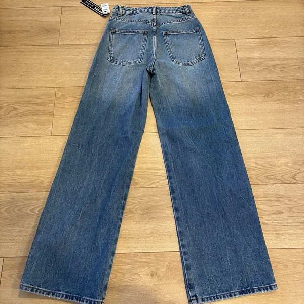 NWT Billabong High Waisted Wide Leg Faded Medium Wash Jeans Size 24 - Image 5