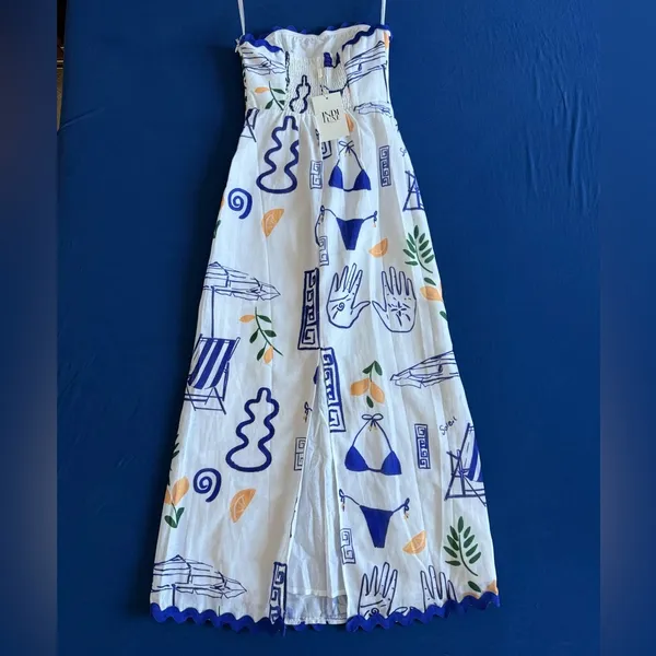 Selfie Leslie *NWT* Indie Lux Cypress Graphic Strapless Maxi Dress White - Image 4