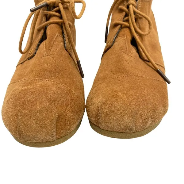 TOMS Brown Lace up‎ Wedge Ankle Booties 8.5 - Image 7