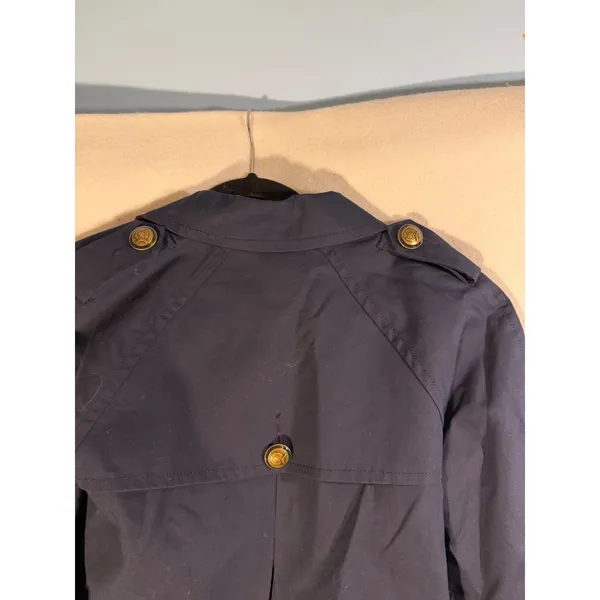 Tommy Hilfiger Navy Blue Double Breasted Trench Coat Red Lining Gold Buttons M - Image 6