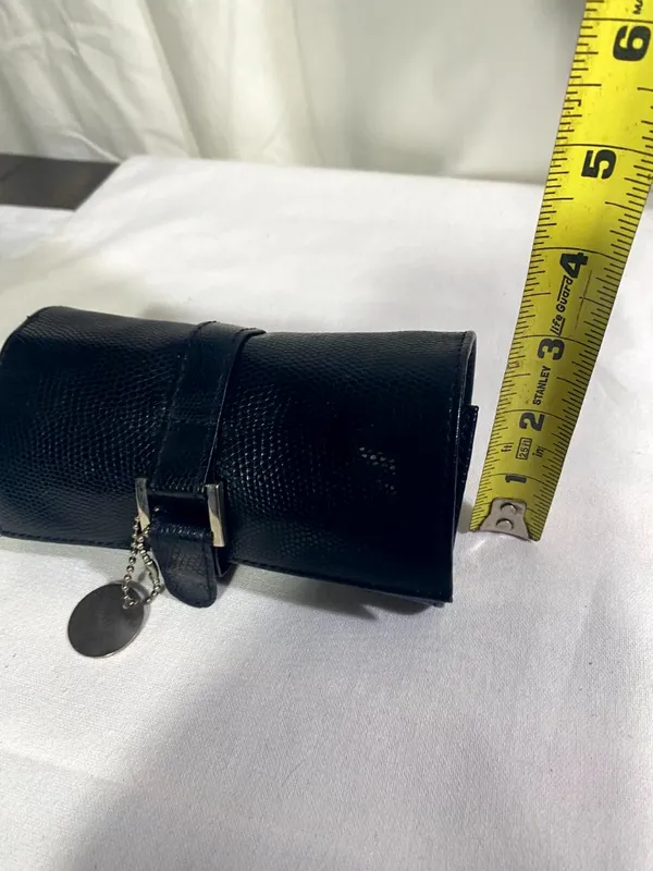 Vintage J Weight Designs Black Jewelry Roll Travel Case Organizer W/ ZipperPouch - Image 9