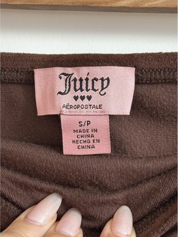 Juicy Couture Aeropostale Brown Velour Rhinestone Tube Top Y2K Size Small - Image 4