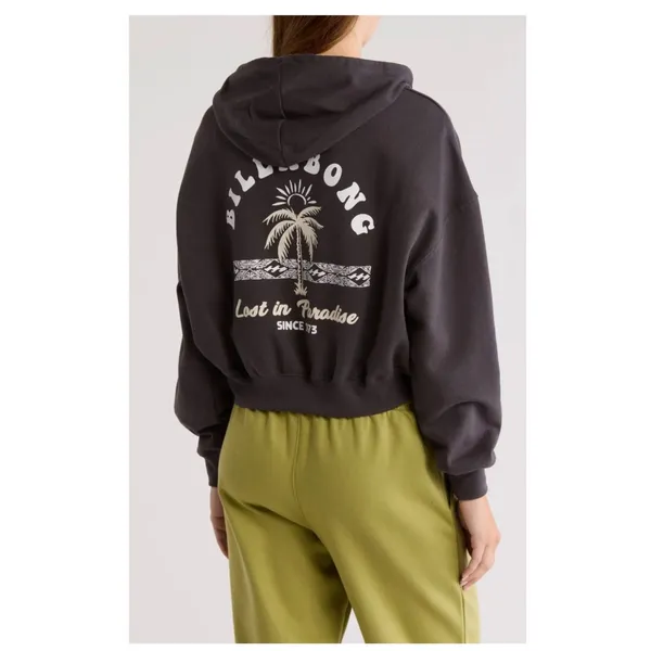 Billabong Lazy Daze Cropped‎ Hoodie Sweatshirt Gray Women's Size S - Image 2