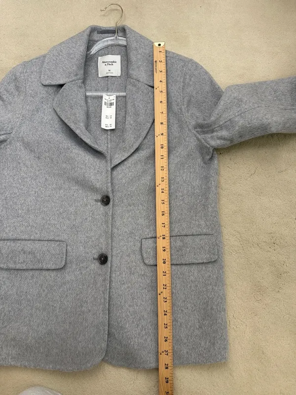 Abercrombie & Fitch Gray Heavy-weight Wool Blend Blazer Coat Size Medium NWT - Image 7
