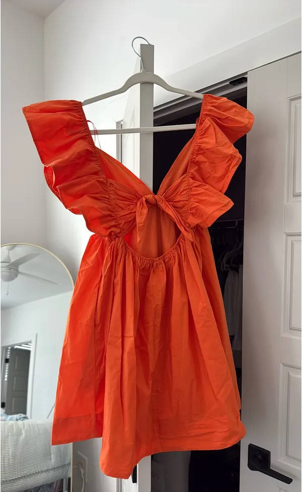 Orange Ruffle Dress Size M - Image 2