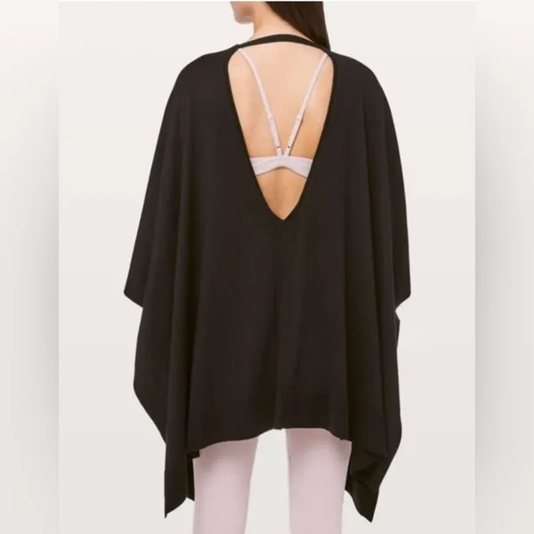 Lululemon Women’s‎ Black Free To Coast Wrap Cardigan Open Back Sweater Size O/S - Image 4