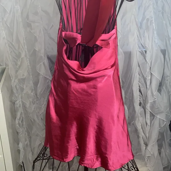 NWT LENA L Charm Tie Back Halter Mini Dress Pink Size L - Image 11