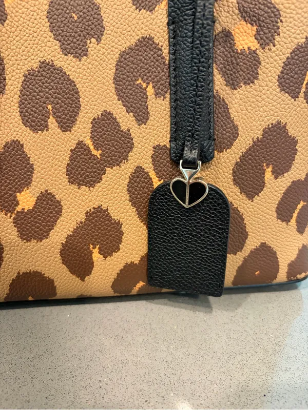 Kate Spade New York Medium Margaux Leopard Print Leather Satchel - Brown EUC - Image 4
