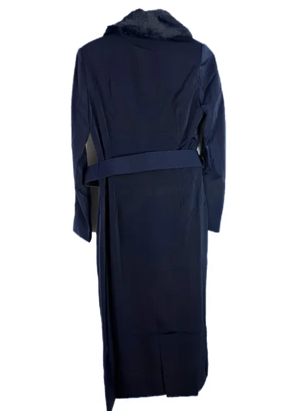 NWOT Naked Wardrobe The Statement Trench Coat Belted Navy Blue Size Small S NEW - Image 9