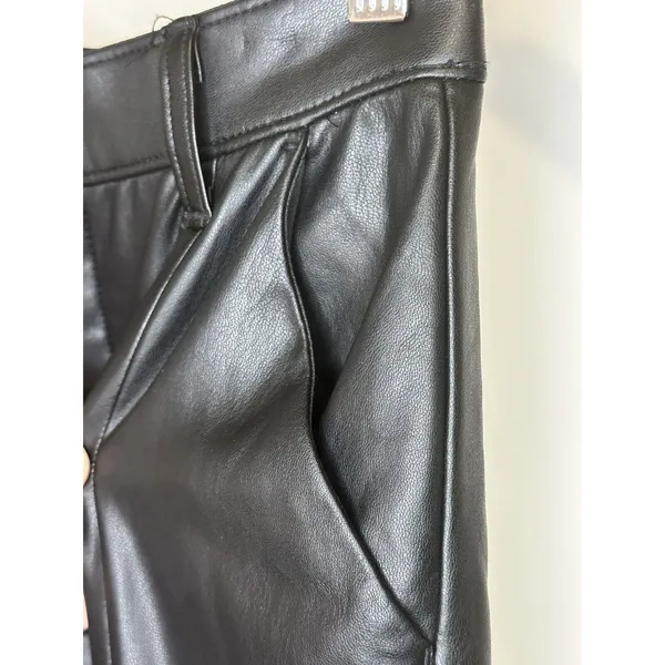 Abercrombie & Fitch Faux Leather Pants Women 6S Black Ultra High Rise Slit Hem - Image 5